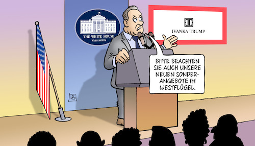 Cartoon: Westflügel (medium) by Harm Bengen tagged sonderangebote,westflügel,ivanka,trump,modekollektion,usa,weisses,haus,spicer,pressekonferenz,harm,bengen,cartoon,karikatur,sonderangebote,westflügel,ivanka,trump,modekollektion,usa,weisses,haus,spicer,pressekonferenz,harm,bengen,cartoon,karikatur