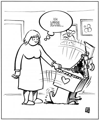 Cartoon: Wiege (medium) by Harm Bengen tagged wiege,gewicht,wiegen,baby,kleinkind,schaukeln,mutter,geburt,wortwitz,aussehen,bmi,body mass index,bodymassindex,diät,dick,dickmacher,dünn,dürr,ernährung,essen,essstörung,esssucht,fasten,fastfood,fett,fettleibigkeit,fettsucht,fettsüchtig,fressen,fresssucht,gesundheit,körpergewicht,mager,magersucht,magersüchtig,nahrung,schlank,schönheitsideal,übergewicht,übergewichtig,untergewicht,untergewichtig,vollgefressen,vollschlank,waage,body,mass,index