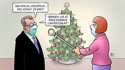 Cartoon: Winterschlaf statt Lockdown (medium) by Harm Bengen tagged shutdown,lockdown,klingt,hart,interview,masken,corona,weihnachten,weihnachtsbaum,winterschlaf,harm,bengen,cartoon,karikatur,shutdown,lockdown,klingt,hart,interview,masken,corona,weihnachten,weihnachtsbaum,winterschlaf,harm,bengen,cartoon,karikatur