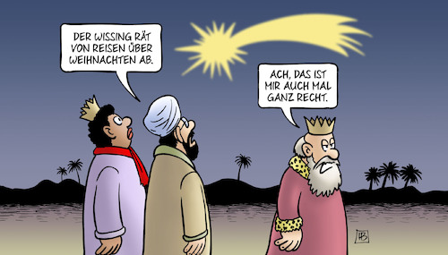 Cartoon: Wissing-Reisen (medium) by Harm Bengen tagged fdp,wissing,verkehrsminister,reisen,weihnachten,komet,heilige,drei,könige,corona,harm,bengen,cartoon,karikatur,fdp,wissing,verkehrsminister,reisen,weihnachten,komet,heilige,drei,könige,corona,harm,bengen,cartoon,karikatur