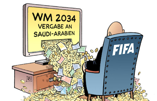 Cartoon: WM 2034 (medium) by Harm Bengen tagged wm,2034,vergabe,saudi,arabien,fifa,infantino,geld,tv,fussball,harm,bengen,cartoon,karikatur,wm,2034,vergabe,saudi,arabien,fifa,infantino,geld,tv,fussball,harm,bengen,cartoon,karikatur