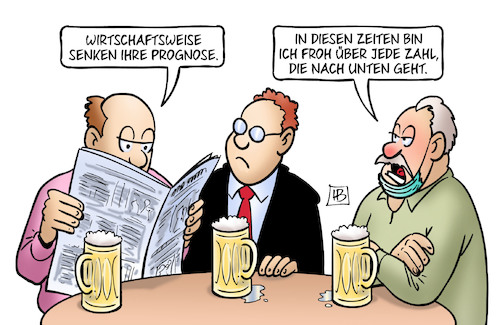 Cartoon: Zahl nach unten (medium) by Harm Bengen tagged wirtschaftsweise,konjunktur,senken,prognose,corona,kneipe,stammtisch,maske,zeitung,lesen,harm,bengen,cartoon,karikatur,wirtschaftsweise,konjunktur,senken,prognose,corona,kneipe,stammtisch,maske,zeitung,lesen,harm,bengen,cartoon,karikatur