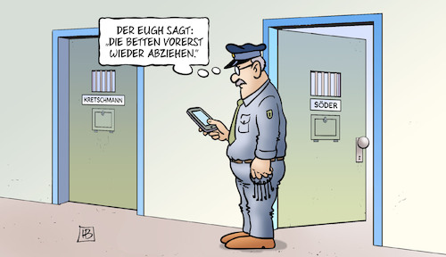 Cartoon: Zwangshaft (medium) by Harm Bengen tagged zwangshaft,eugh,betten,abziehen,knast,gefängnis,umwelthilfe,fahrverbote,kretschmann,soeder,harm,bengen,cartoon,karikatur,zwangshaft,eugh,betten,abziehen,knast,gefängnis,umwelthilfe,fahrverbote,kretschmann,soeder,harm,bengen,cartoon,karikatur