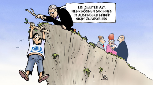 Cartoon: Zweiter Ast (medium) by Harm Bengen tagged zustimmung,regierung,kredit,hilfe,griechen,eurozone,ablehnen,ezb,iwf,troika,eu,euro,europa,griechenland,abhang,ast,finanzhilfe,harm,bengen,cartoon,karikatur,zustimmung,regierung,kredit,hilfe,griechen,eurozone,ablehnen,ezb,iwf,troika,eu,euro,europa,griechenland,abhang,ast,finanzhilfe,harm,bengen,cartoon,karikatur