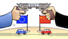 Cartoon: Auto-Strafzoll (small) by Harm Bengen tagged auto,kfz,strafzölle,zollkrieg,handelskrieg,eu,europa,china,revolver,pistole,harm,bengen,cartoon,karikatur