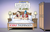 Cartoon: CDU-Bett (small) by Harm Bengen tagged cdu,bett,afd,thüringen,abstimmung,tabubruch,brandmauer,voigt,harm,bengen,cartoon,karikatur