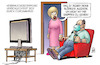 Cartoon: Corona und Verbraucher (small) by Harm Bengen tagged verbraucherstimmung,verschlechtert,coronavirus,gfk,ausrede,shoppen,tv,harm,bengen,cartoon,karikatur