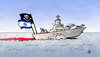 Cartoon: Israel-Seeangriff (small) by Harm Bengen tagged israel,seeangriff,gaza,hilfskonvoi,tote,verletzte,opfer,ueberfall,piraten,piraterie,seefahrtsrechts,unterdrueckung,palaestina,uno,tuerkei