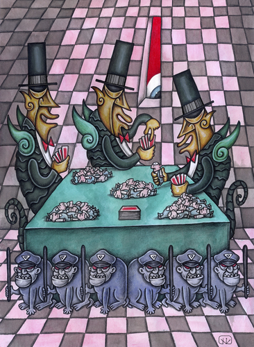 Cartoon: card players (medium) by vladan tagged card,players
