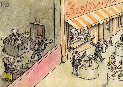 Cartoon: Restaurant (medium) by vladan tagged restaurant,rich,and,poor