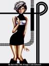 Cartoon: Back In Black (small) by johncharlesworth tagged lady,woman,girl,pastiche,retro,sixties,fashion,white,black,seventies,circles,london,carnaby,street,model,tall,mini,skirt