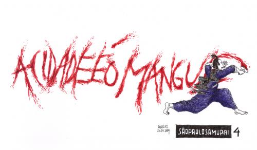 Cartoon: saopaulosamurai 4 (medium) by daniloz tagged samurai,river,city,enviroment,urbanism,art,paint
