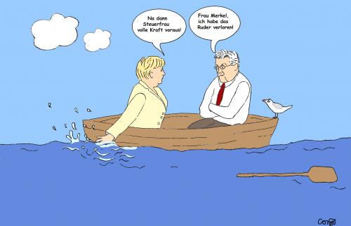 Cartoon: an Bord (medium) by constanze tagged merkel