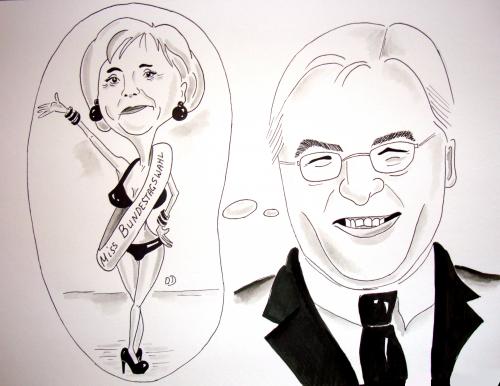 Cartoon: Merkel ft. Steinmeier (medium) by Sanni tagged angela,merkel,steinmeier