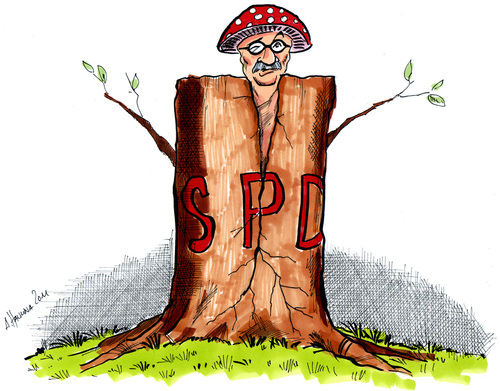 Cartoon: Spaltpilz (medium) by pianoman68 tagged sarrazin,spd,nahles,gabriel,streit,parteiordnungsverfahren