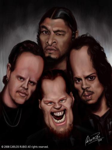 Cartoon: Metallica (medium) by CarlosR tagged metallica,caricature