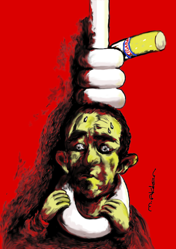 Cartoon: siraga oldurur (medium) by muharrem akten tagged cigaratte,nosmoking,humor,cartoon