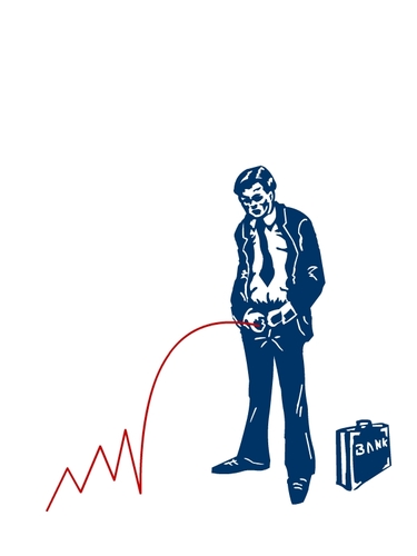 Cartoon: the pissing broker (medium) by nootoon tagged banksy,hommage,broker,bank,speculator,nootoon,illustration