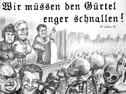 Cartoon: wir (medium) by nootoon tagged schroeder,merkel,stoiber,kohl,kirch,volk,steuern,gürtel,nootoon,belt