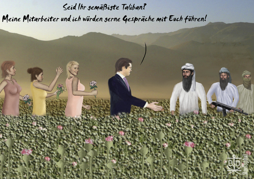 Cartoon: Gespräche (medium) by Dadaphil tagged verteidigungsminister,guttenberg,gespräch,verhandlung,afghanistan