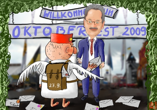 Cartoon: Göttliche Botschaft (medium) by Dadaphil tagged oktoberfest,bürgermeister,ude,göttliche,botschaft,aloisius