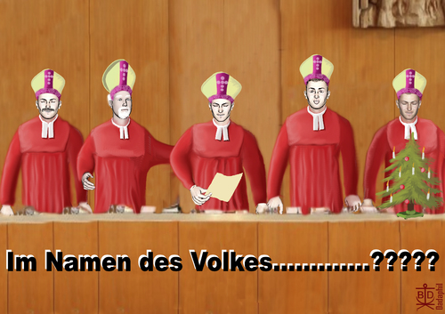 Cartoon: Im Namen des Volkes (medium) by Dadaphil tagged karlsruhe,verfassungsgericht,urteil,ladenschluss,sonntag,verkaufsoffen,kirche