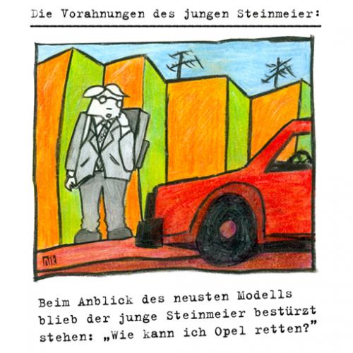 Cartoon: Der junge Steinmeier 1 (medium) by nik tagged steinmeier,jung,jugend,opel,cartoon,buntstift