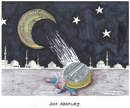 Cartoon: Absturz der Lira (medium) by mandzel tagged türkei,eu,usa,diplomaten,erdogan,brüskierung,währungsabsturz,türkei,eu,usa,diplomaten,erdogan,brüskierung,währungsabsturz