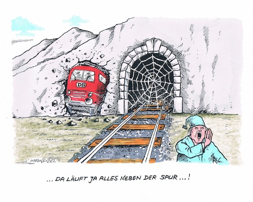 Cartoon: Bahnstreik (medium) by mandzel tagged db,streik,hartnäckigkeit,db,streik,hartnäckigkeit