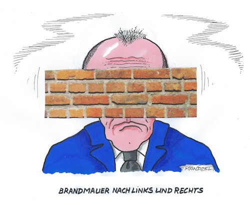 Cartoon: BLIND (medium) by mandzel tagged deutschland,wahlen,merz,brandmauer,cdu,koalitionsverhinderungen,deutschland,wahlen,merz,brandmauer,cdu,koalitionsverhinderungen
