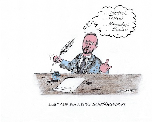 Cartoon: Böhmermann (medium) by mandzel tagged böhmermann,merkel,schmähgedicht,böhmermann,merkel,schmähgedicht