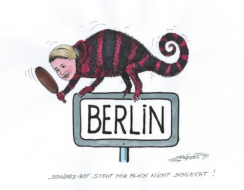 Cartoon: Das Chamäleon Giffey (medium) by mandzel tagged giffey,spd,cdu,berlin,nachwahl,giffey,spd,cdu,berlin,nachwahl