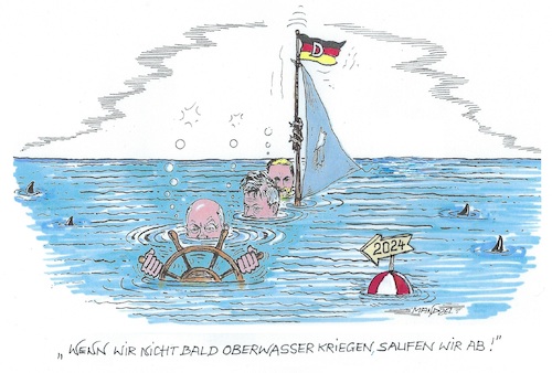 Cartoon: Das Wasser bis zum Halse (medium) by mandzel tagged deutschlan,untergang,hochwasser,ampel,unfähigkeit,deutschlan,untergang,hochwasser,ampel,unfähigkeit