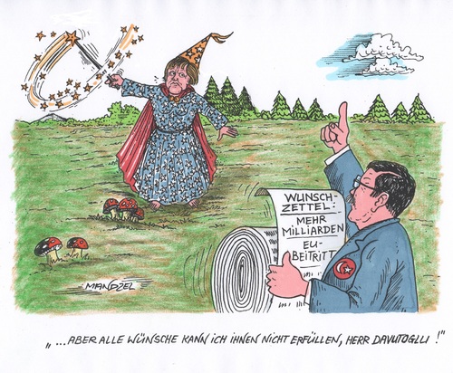 Cartoon: Die gute Fee Merkel (medium) by mandzel tagged merkel,davutoglu,türkei,eu,flüchtlinge,milliarden,entgegenkommen,deal,merkel,davutoglu,türkei,eu,flüchtlinge,milliarden,entgegenkommen,deal
