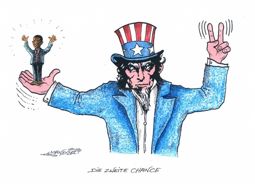 Cartoon: Die zweite Chance (medium) by mandzel tagged obama,wiederwahl,zweite,chance,uncle,sam,obama,wiederwahl,zweite,chance,uncle,sam