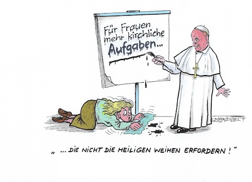 Cartoon: Ein Wort des Papstes (medium) by mandzel tagged papst,frauen,kirche,vatikan,papst,frauen,kirche,vatikan