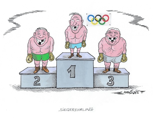 Cartoon: Endlich wieder Olympiade (medium) by mandzel tagged olympiade,abwechslung,gewinner,erfolge,image,olympiade,abwechslung,gewinner,erfolge,image