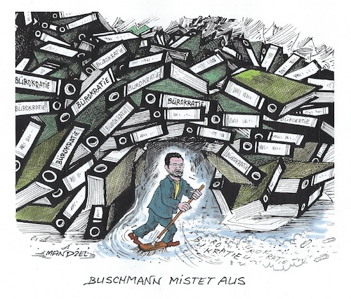 Cartoon: Entbürokratisierungsversuch (medium) by mandzel tagged buschmann,bürokratisierung,deutschland,buschmann,bürokratisierung,deutschland