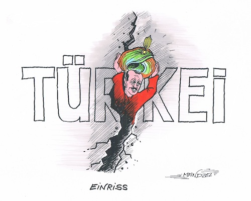 Cartoon: Erdogan löst eine Spaltung aus (medium) by mandzel tagged erdogan,türkei,referendum,spaltung,diktatur,erdogan,türkei,referendum,spaltung,diktatur