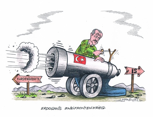 Cartoon: Erdogans Kriegstaktik (medium) by mandzel tagged erdogan,türkei,kurden,is,pkk,terror,beschuss,erdogan,türkei,kurden,is,pkk,terror,beschuss