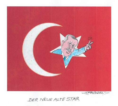 Cartoon: Erdogans Sternstunde (medium) by mandzel tagged erdogan,türkei,wahlsieger,erdogan,türkei,wahlsieger