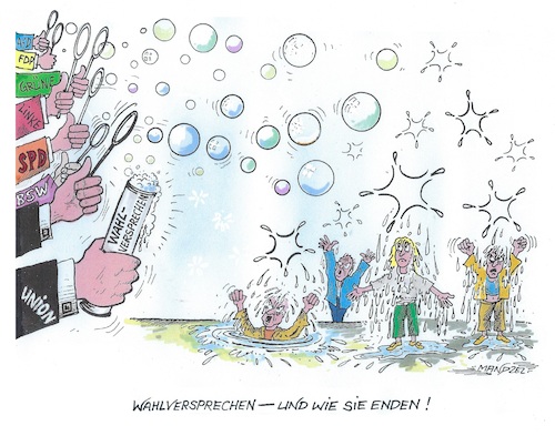 Cartoon: Es ist wieder an der Zeit... (medium) by mandzel tagged deutschland,wahlversprechen,parteien,politik,deutschland,wahlversprechen,parteien,politik