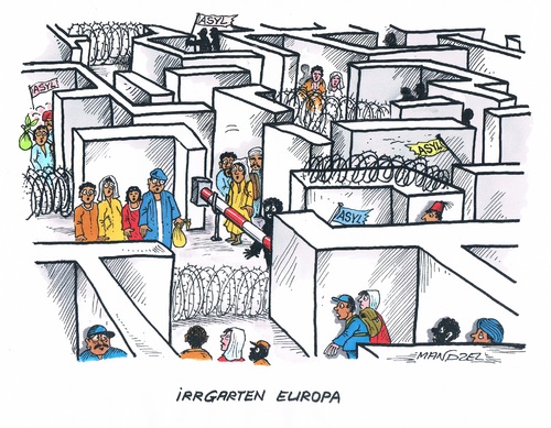Cartoon: EU-Länder schotten sich ab (medium) by mandzel tagged flüchtlinge,eu,asyl,grenzen,stacheldraht,behinderungen,flüchtlinge,eu,asyl,grenzen,stacheldraht,behinderungen