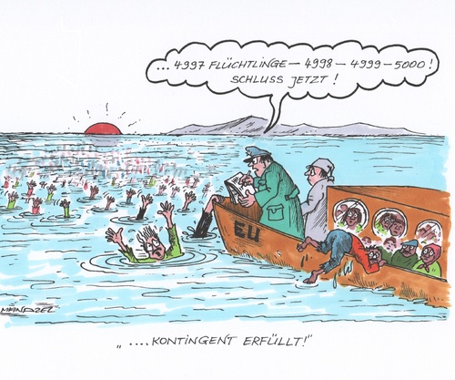 Cartoon: Flüchtlingskrise (medium) by mandzel tagged flüchtende,eu,aufnahmekapazität,kontingente,flüchtende,eu,aufnahmekapazität,kontingente