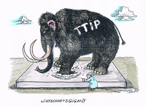 Cartoon: Freihandelszone TTIP (medium) by mandzel tagged ttip,freihandelszone,verbraucherstandards,umweltstandards,einbrüche,ttip,freihandelszone,verbraucherstandards,umweltstandards,einbrüche