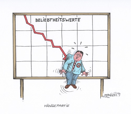 Cartoon: Gabriel im Schwebezustand (medium) by mandzel tagged gabriel,spd,beliebtheitswerte,umfrageergebnisse,negativtrend,gabriel,spd,beliebtheitswerte,umfrageergebnisse,negativtrend