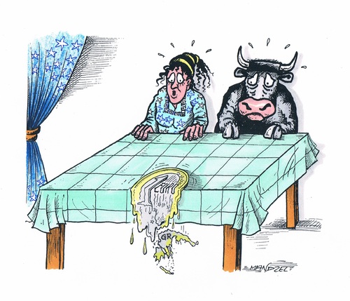 Cartoon: GR rutscht aus dem Euro (medium) by mandzel tagged griechenland,euro,abrutschen,auflösungsprozess