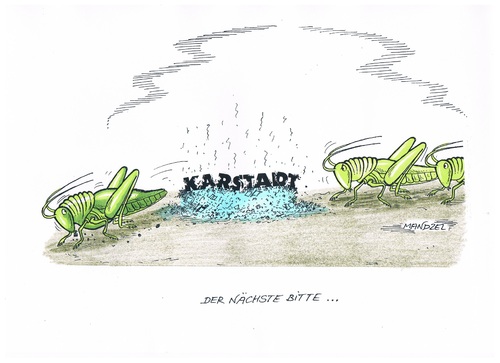 Cartoon: Heuschreckenbefall (medium) by mandzel tagged karstadt,heuschrecken,karstadt,heuschrecken