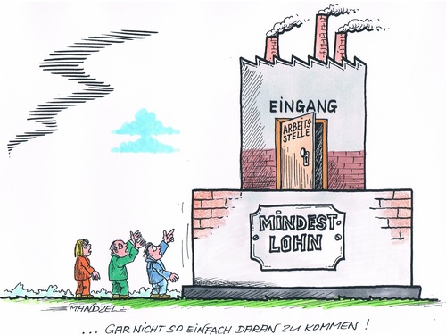 Cartoon: Hoher Sockel (medium) by mandzel tagged mindestlohn,jobs,mindestlohn,jobs