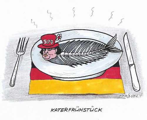 Cartoon: Im Stimmungstief (medium) by mandzel tagged spd,aschermittwoch,stimmungstief,katerfrühstück,spd,aschermittwoch,stimmungstief,katerfrühstück